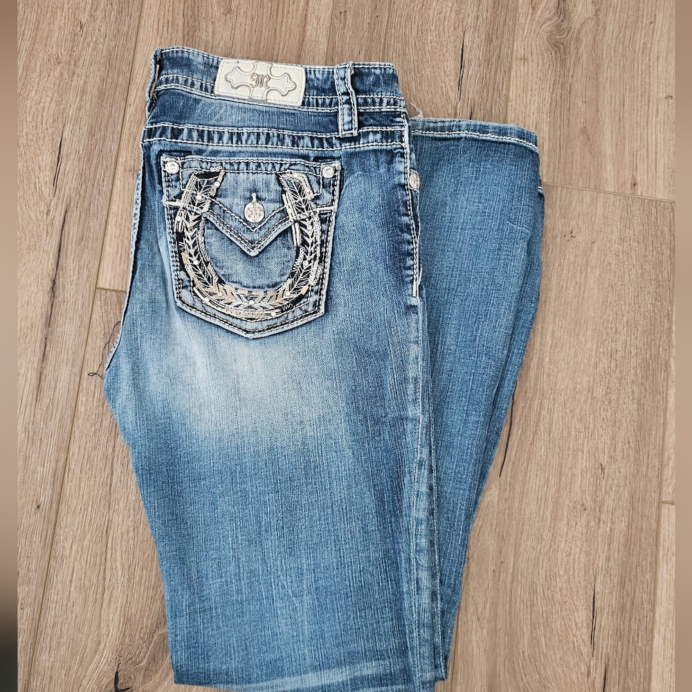Miss Me Jeans with Pocket Tear - Perfect for Craft or Upcycling Projects